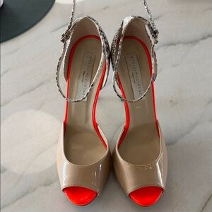 Stella McCartney Beige and orange Ankle Strap Heels